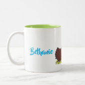 チキンおもしろいトリオ編み物漫画 ツートーンマグカップ (左)