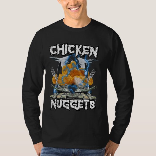チキンおもしろいナゲット海賊版ハードコアフレイムスミーム Tシャツ (正面)