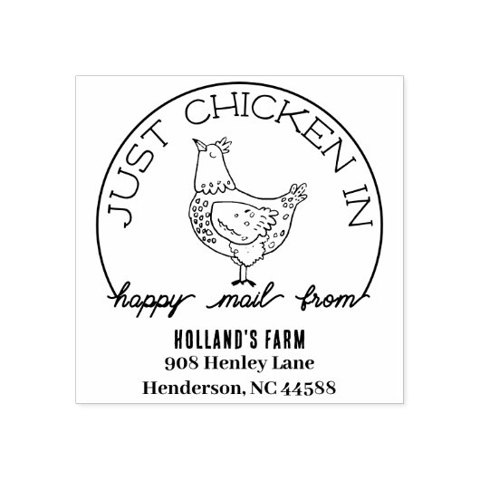 チキンおもしろいハッピーメール差出人住所スタンプ ラバースタンプ (インプリント)