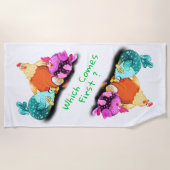 チキンおもしろいビーチタオル – カスタム文字 ビーチタオル (正面)