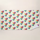 チキンおもしろいビーチタオル ビーチタオル (正面)