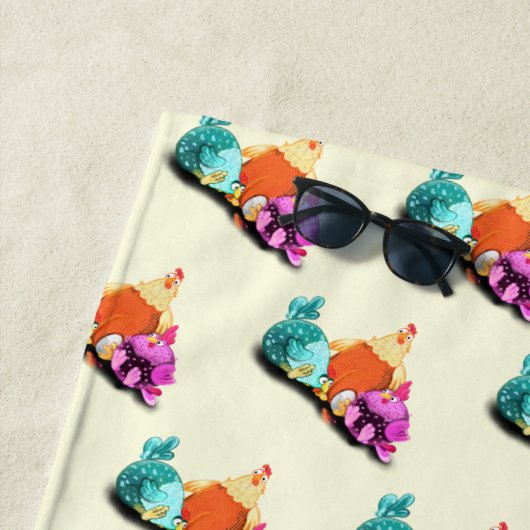 チキンおもしろいビーチタオル ビーチタオル (インサイチュ)