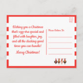 チキンおもしろいファーム農家カントリークリスマス インビテーションポストカード (裏面)