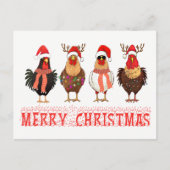 チキンおもしろいファーム農家カントリークリスマス インビテーションポストカード (正面)