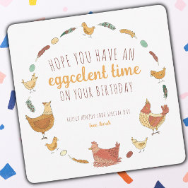 チキンおもしろいプンスクエア誕生日ホリデーカード
