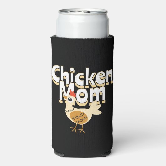 チキンおもしろいママパーソナライズされた スリム缶クーラー (Seltzer裏面)