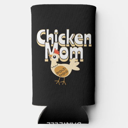 チキンおもしろいママパーソナライズされた スリム缶クーラー (裏面)