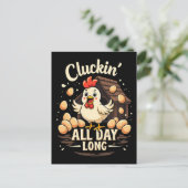 チキンおもしろいユーモア素朴ファームライフ装飾用クッション ポストカード (スタンド正面)