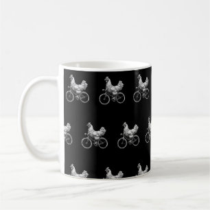チキンおもしろいライディングバイクサイクリストかわいい動物の愛 コーヒーマグカップ