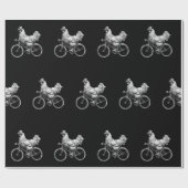 チキンおもしろいライディングバイクサイクリストかわいい動物の愛 ラッピングペーパー (フラット)