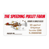 チキンおもしろいランニングマンガの卵カートン ラベル (正面)