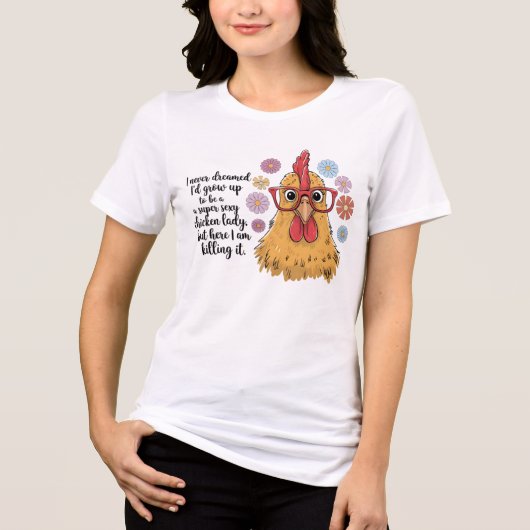 チキンおもしろいレディ トライブレンドTシャツ (正面)