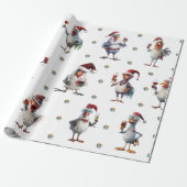 チキンおもしろいワインパーティークリスマスホリデーホワイト ラッピングペーパー (アンロールド)