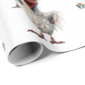 チキンおもしろいワインパーティークリスマスホリデーホワイト ラッピングペーパー (ロールコーナー)