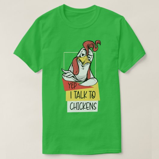 チキンおもしろい女子チ熱狂するキン農家L Tシャツ (デザイン正面)