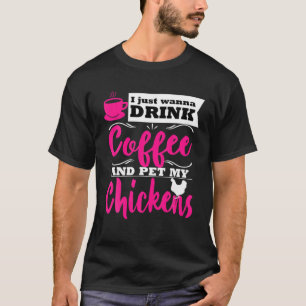 チキンおもしろい恋人農家をテーマにしたドリンクコーヒーママ Tシャツ