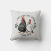 チキンおもしろい愛好家の言葉アート クッション (正面)