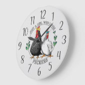 チキンおもしろい愛好家の言葉アート ラージ壁時計 (傾斜)