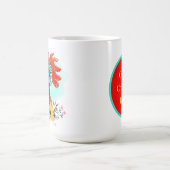 チキンおもしろい熱狂するレディ追加文字 コーヒーマグカップ (中央)