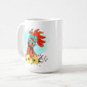 チキンおもしろい熱狂するレディ追加文字 コーヒーマグカップ (正面左)