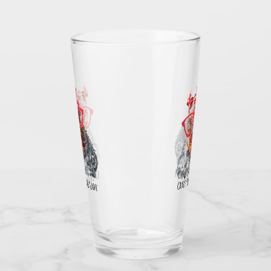 チキンおもしろい熱狂するレディ追加文字 タンブラーグラス (左)