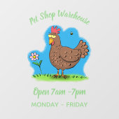 チキンおもしろい素朴なお洒落漫画 ウィンドウサイン (シート)