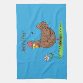 チキンおもしろい素朴なお洒落漫画 キッチンタオル (縦)