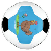 チキンおもしろい素朴なお洒落漫画 サッカーボール (回転)