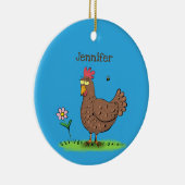 チキンおもしろい素朴なお洒落漫画 セラミックオーナメント (右)