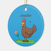 チキンおもしろい素朴なお洒落漫画 セラミックオーナメント (左)