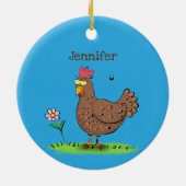 チキンおもしろい素朴なお洒落漫画 セラミックオーナメント (裏面)