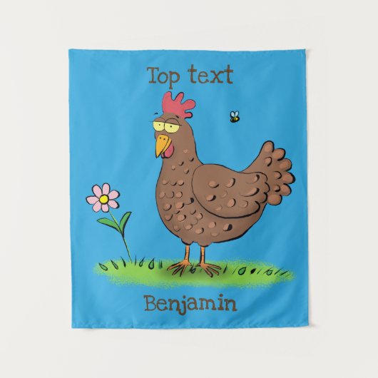 チキンおもしろい素朴なお洒落漫画 タペストリー (正面)