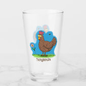 チキンおもしろい素朴なお洒落漫画 タンブラーグラス (正面)