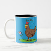 チキンおもしろい素朴なお洒落漫画 ツートーンマグカップ (左)