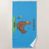 チキンおもしろい素朴なお洒落漫画 ビーチタオル (正面)
