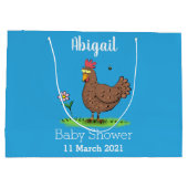 チキンおもしろい素朴なお洒落漫画 ラージペーパーバッグ (裏面)