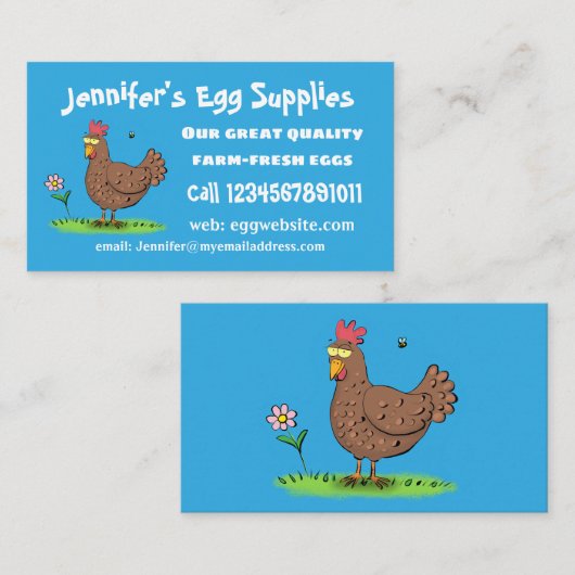 チキンおもしろい素朴なお洒落漫画 名刺 (正面/裏面)