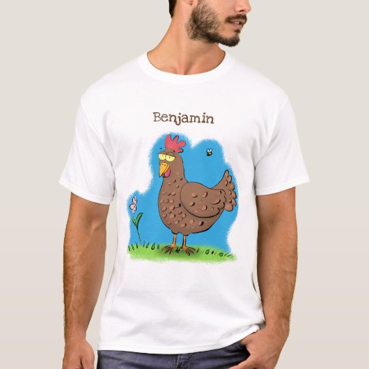 チキンおもしろい素朴なお洒落漫画 Tシャツ (正面)
