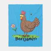 チキンおもしろい素朴な漫画イラストレーション フリースブランケット (正面)