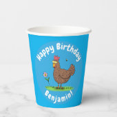 チキンおもしろい素朴な漫画イラストレーション 紙コップ (裏面)