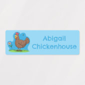 チキンおもしろい素朴な漫画パーソナライズされた ラベル (デザイン2)