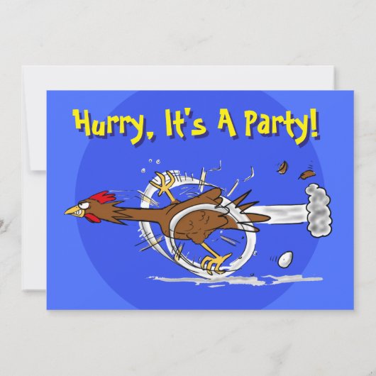 チキンおもしろい誕生日の招待状 招待状 (裏面)