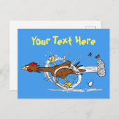 チキンおもしろい走マンガのポストカード ポストカード (正面/裏面)