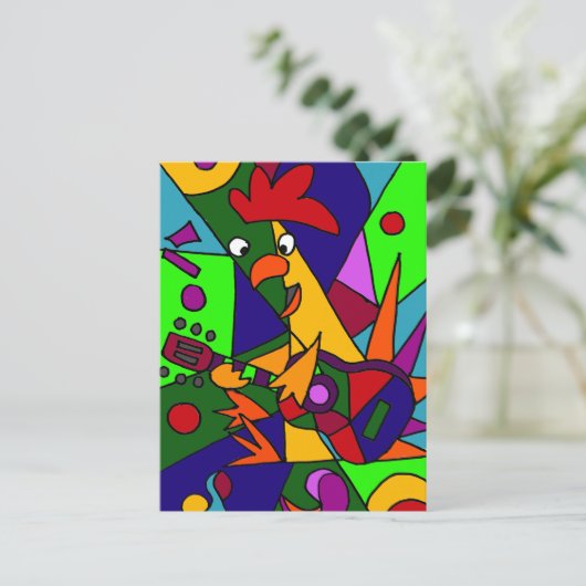 チキンおもしろい遊のギターアートモダンの原点 ポストカード (スタンド正面)