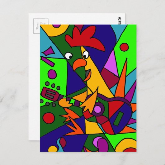 チキンおもしろい遊のギターアートモダンの原点 ポストカード (正面/裏面)