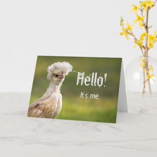 チキンおもしろい カード (黄色い花)