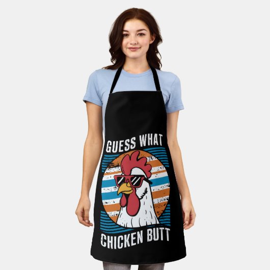 チキンお尻のチキンおもしろい愛好家を推測 エプロン (着用した状態)