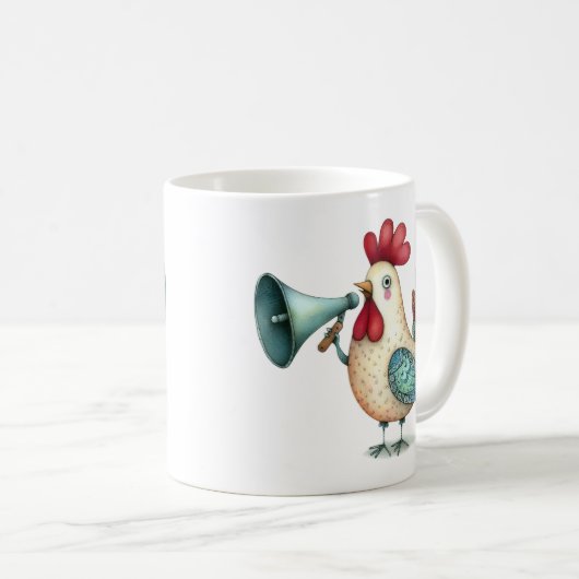 チキンお洒落または鶏イラストレーションフォークアート コーヒーマグカップ (正面右)