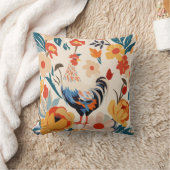 チキンお洒落カラフルフローラの背景 クッション (ブランケット)
