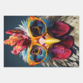 チキンお洒落デカップラッピング紙セット3 ラッピングペーパーシート (正面3)